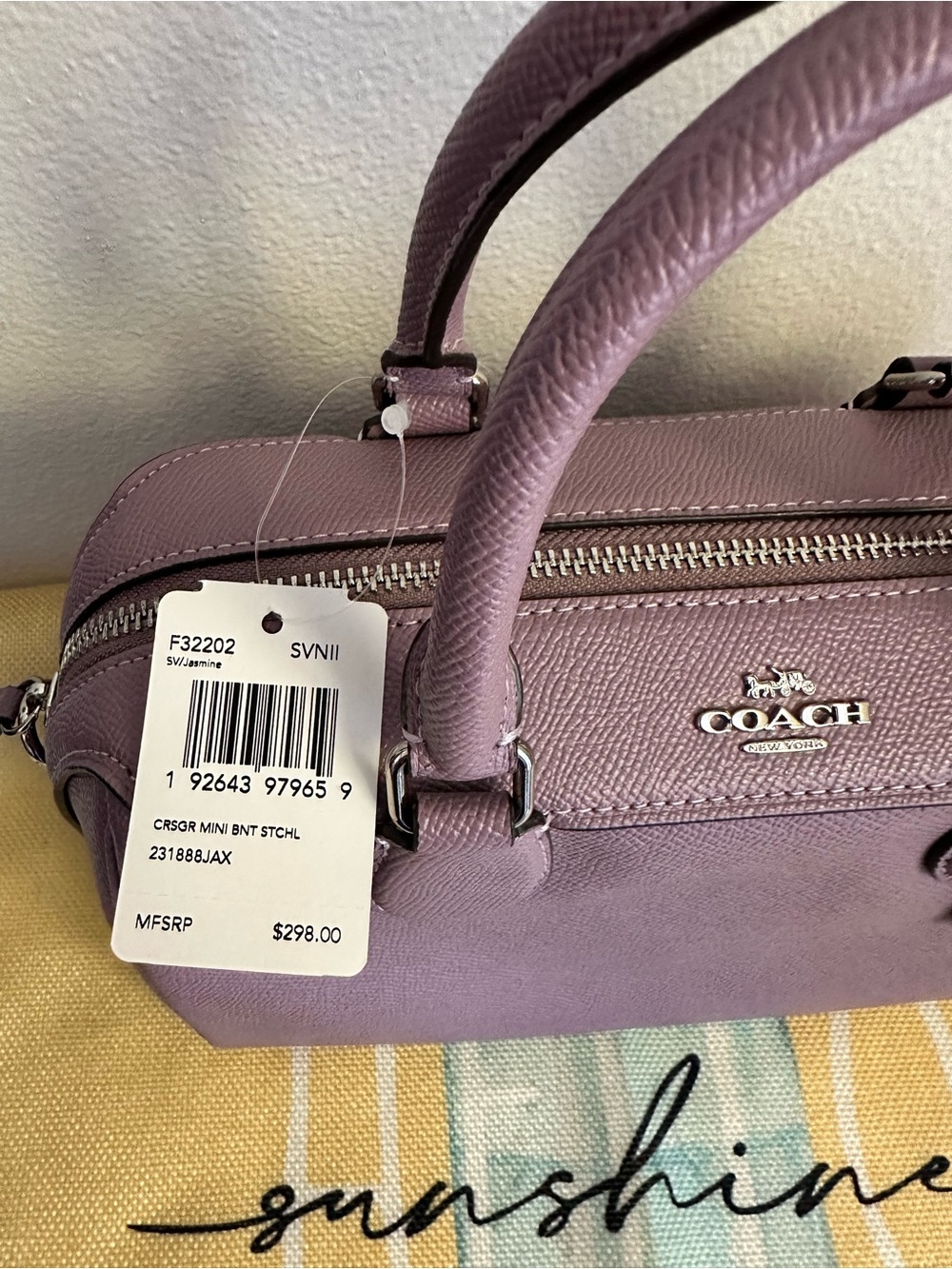 Coach Bennett Lilac Leather Satchel - Picture 4 of 7
